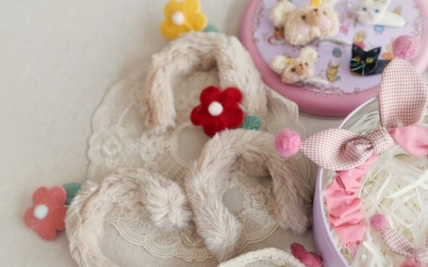 Photo14: 2 side to use yellow plush & leather flower headband (14)