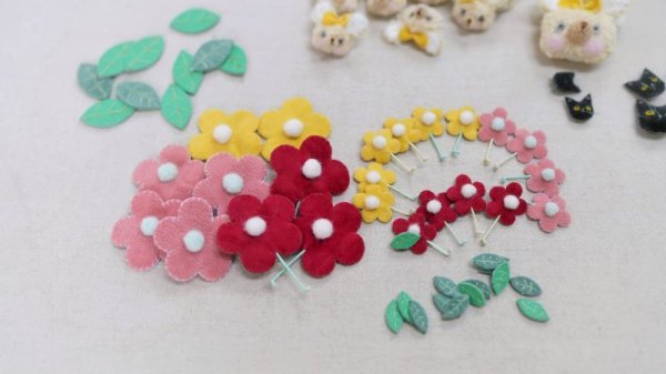 Photo17: 2 side to use yellow plush & leather flower headband (17)