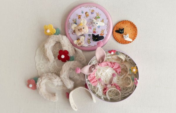 Photo16: 2 side to use yellow plush & leather flower headband (16)