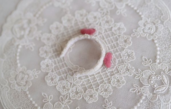 Photo19: cream bear hairpin & double hearts headband Set (19)