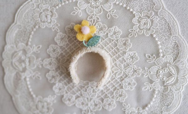 Photo5: 2 side to use yellow plush & leather flower headband (5)