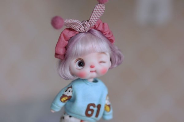 Photo3: pink checked pompom bowknot headband (3)