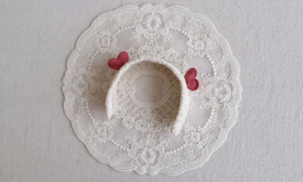 Photo18: cream bear hairpin & double hearts headband Set (18)