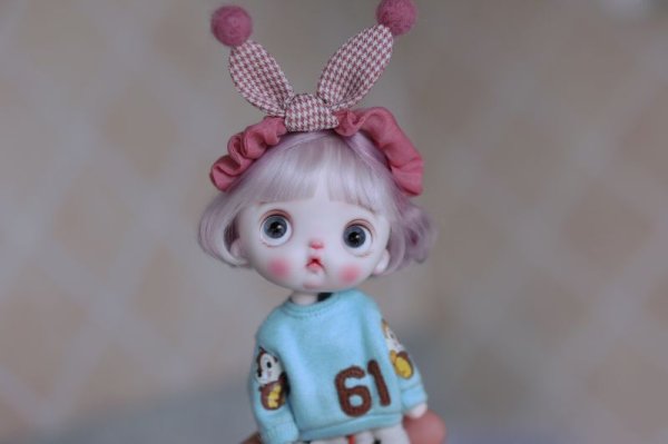 Photo4: pink checked pompom bowknot headband (4)