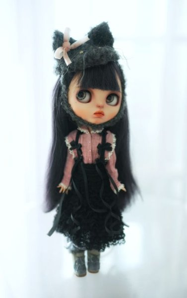 Photo6: Grey handmade kitty snow boots (French Cream Cake Dress in black) (6)