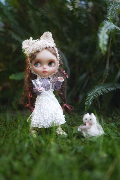 Photo8: cream hand knit kitty hat (French Cream Cake Dress in White) (8)
