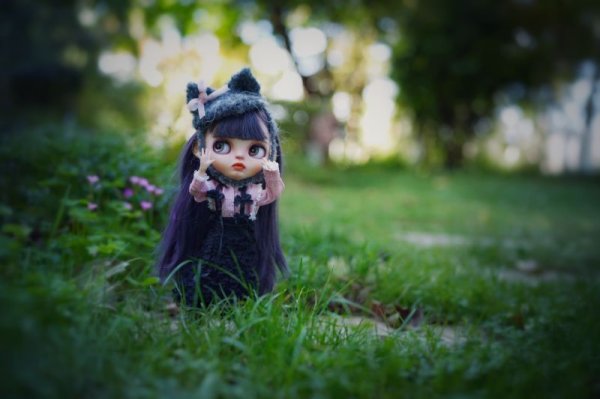 Photo9: Grey handmade kitty snow boots (French Cream Cake Dress in black) (9)