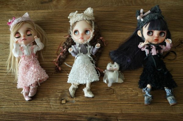 Photo11: cream hand knit kitty hat (French Cream Cake Dress in White) (11)