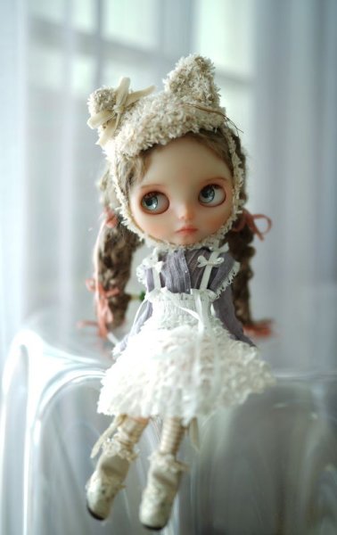 Photo5: cream hand knit kitty hat (French Cream Cake Dress in White) (5)