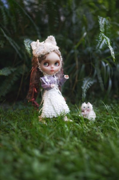 Photo9: cream hand knit kitty hat (French Cream Cake Dress in White) (9)