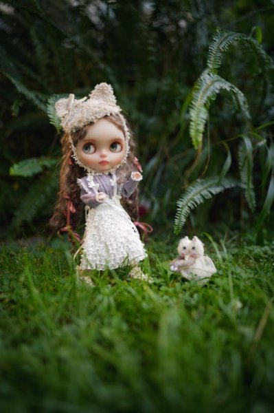 Photo7: cream hand knit kitty hat (French Cream Cake Dress in White) (7)