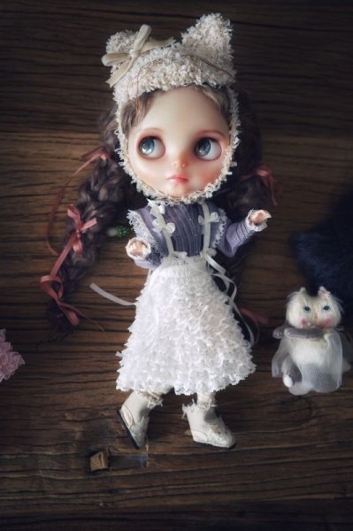 Photo10: cream hand knit kitty hat (French Cream Cake Dress in White) (10)