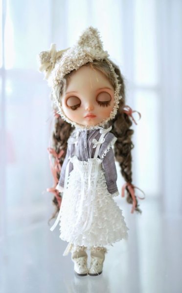 Photo3: cream hand knit kitty hat (French Cream Cake Dress in White) (3)