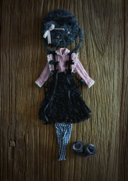 Photo17: Grey handmade kitty snow boots (French Cream Cake Dress in black) (17)