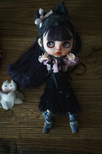 Photo19: Grey handmade kitty snow boots (French Cream Cake Dress in black) (19)