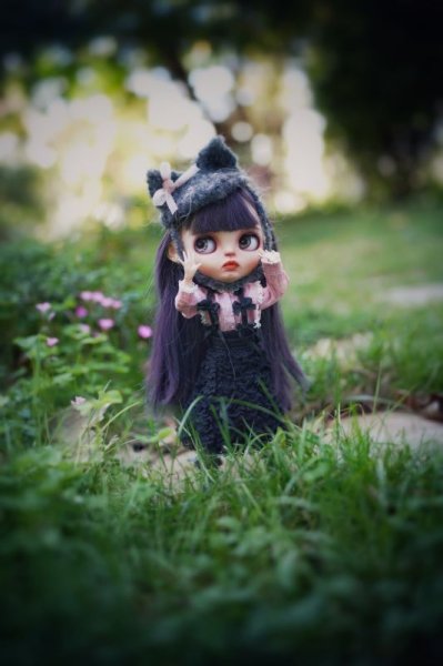 Photo10: Grey handmade kitty snow boots (French Cream Cake Dress in black) (10)