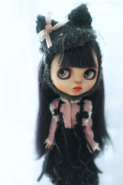 Photo7: Grey handmade kitty snow boots (French Cream Cake Dress in black) (7)