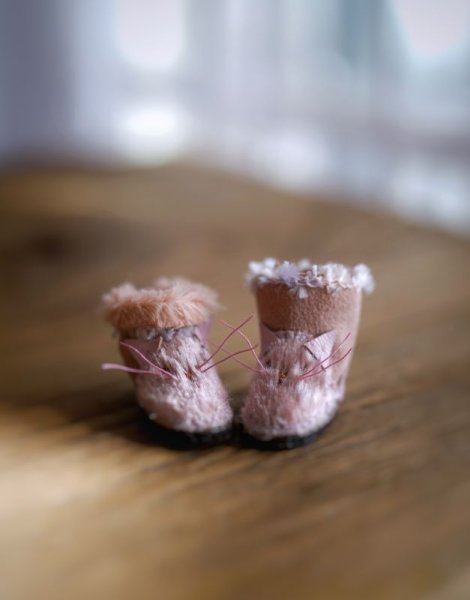 Photo2: Pink handmade kitty snow boots (French Cream Cake Dress in pink) (2)