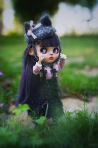 Photo12: Grey handmade kitty snow boots (French Cream Cake Dress in black) (12)