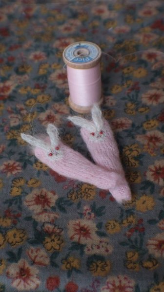 Photo1: long bunny socks in pink (1)