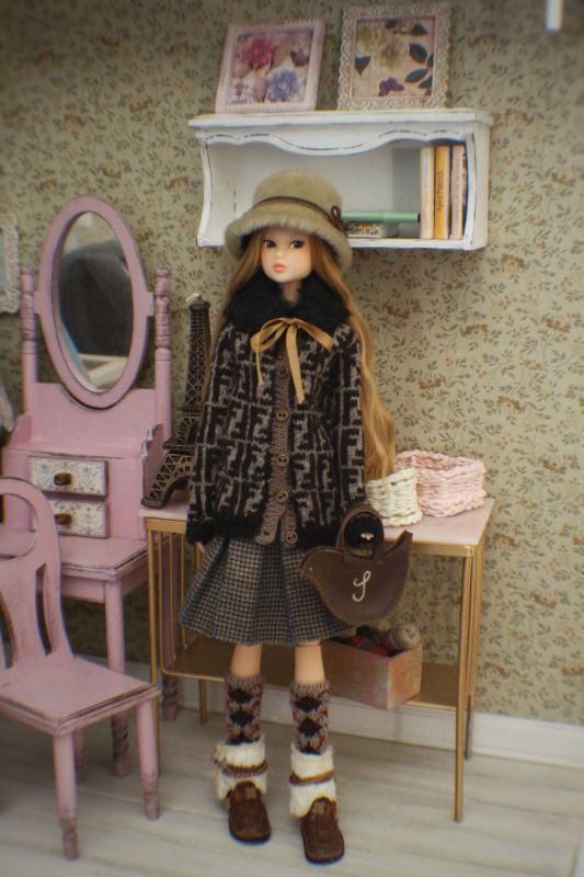 Neo Blythe Doll Handmade Coffee Lace Dress 4 Pieces PF 92#